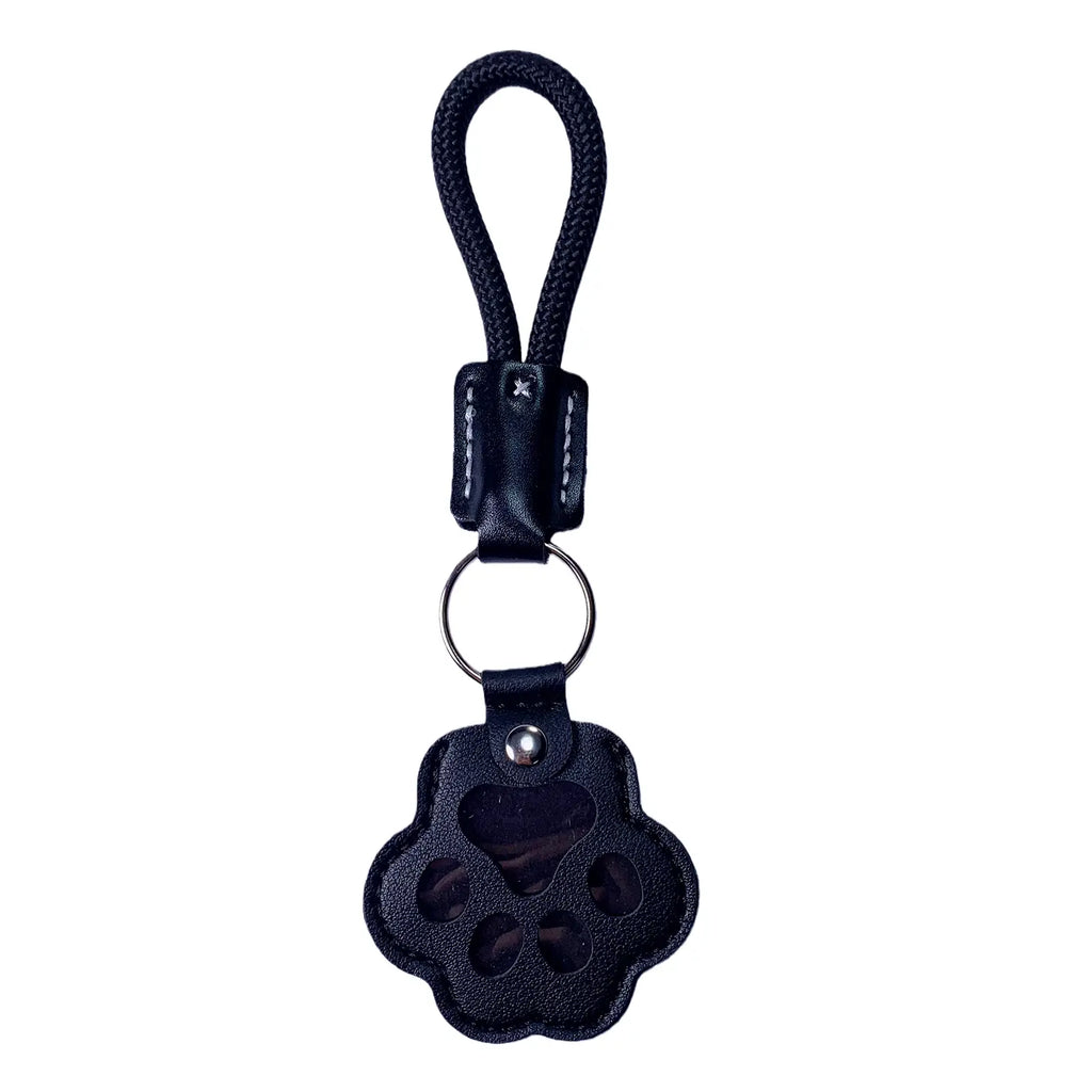 Pet Fur Memory Charm Leather Keychain Keepsake for Dog Cat Hair Paw-Shaped Design Memorial Sympathy Gift for Grieving Owners