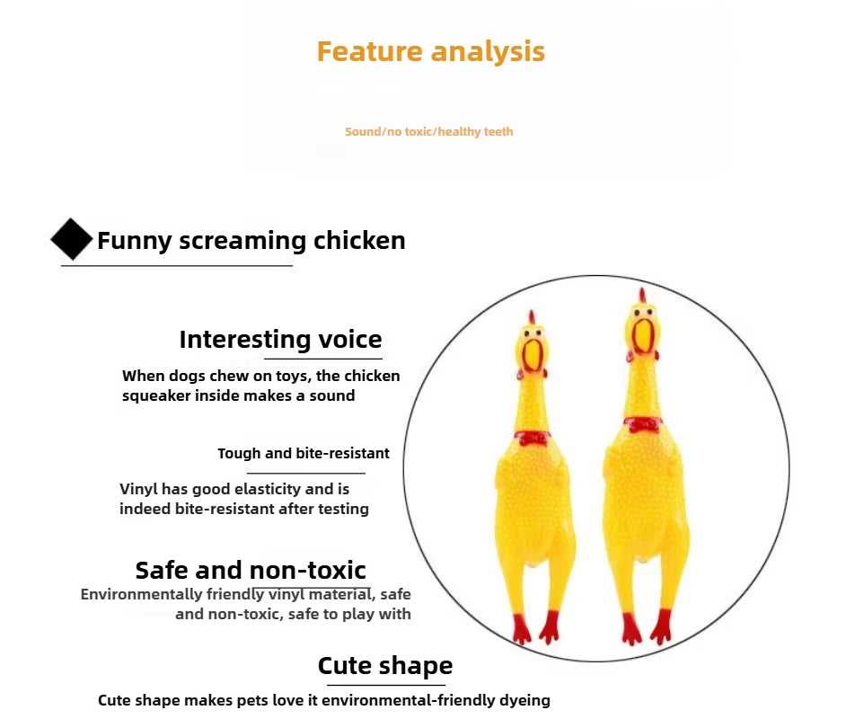 Squeaky Screaming Chicken Pet Toy Funny Molar Chew Rubber Toy Small Large Dogpet Squeaker Chew Toys Funny Chicken Puppy1Pcs