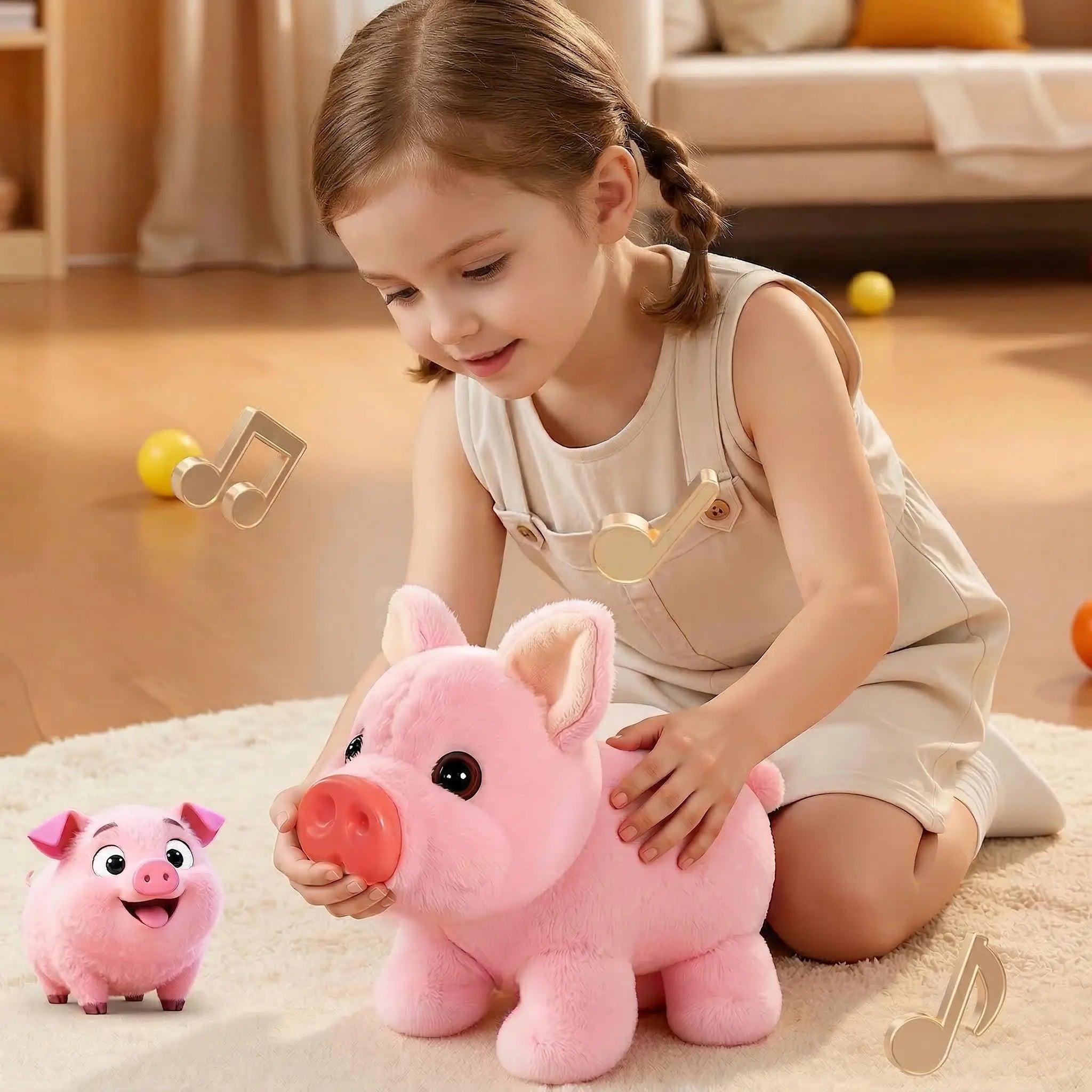 Summervibes Electric Plush Cute Piglet Realistic Vocalisation Electronic Pet Toy