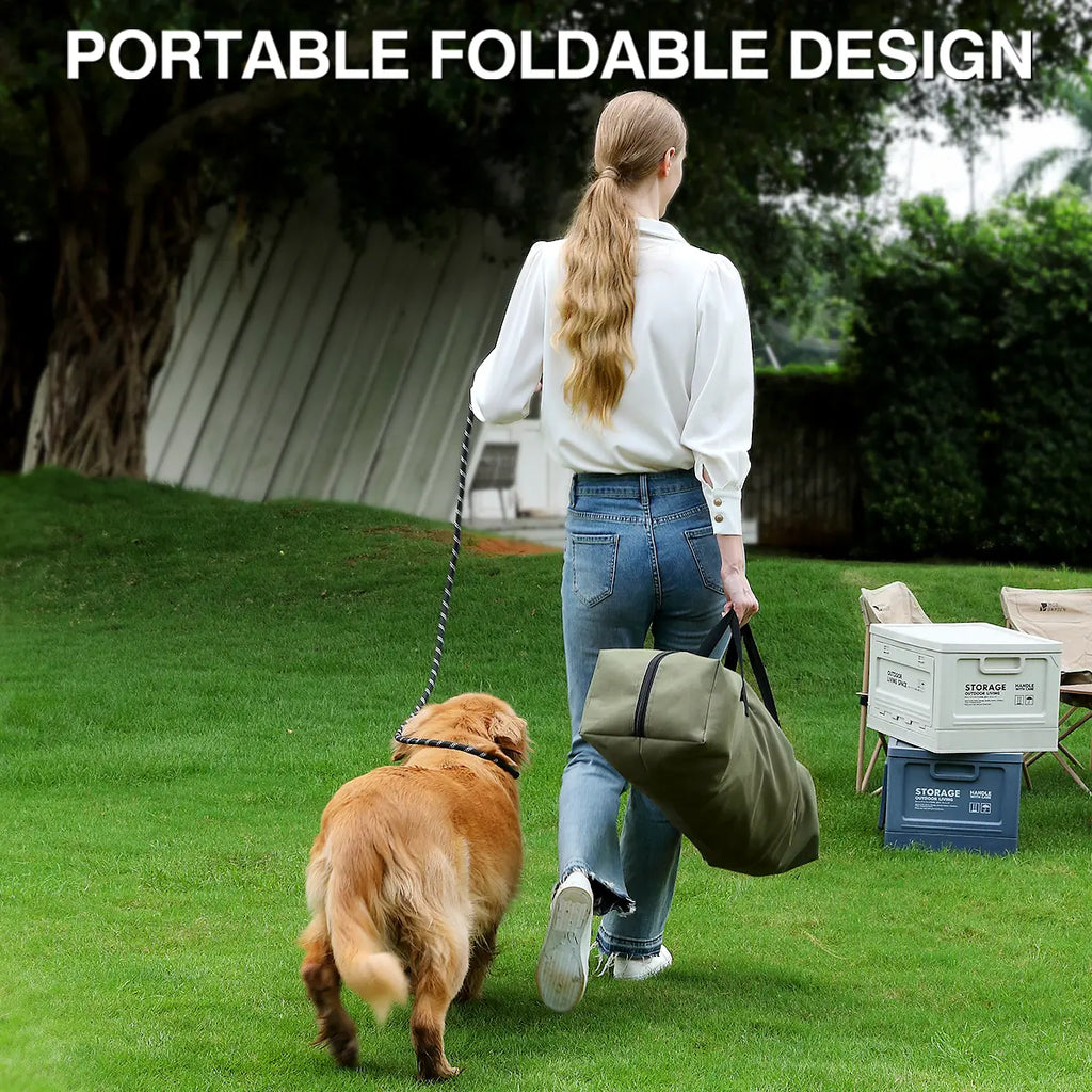 Collapsible Travel Dog Crate, Portable Soft Dog Kennel for Medium Large Dogs up to 60 Lbs, 4-Door Foldable Travel Crate with Durable Mesh & Storage Bag Green/Black/Grey